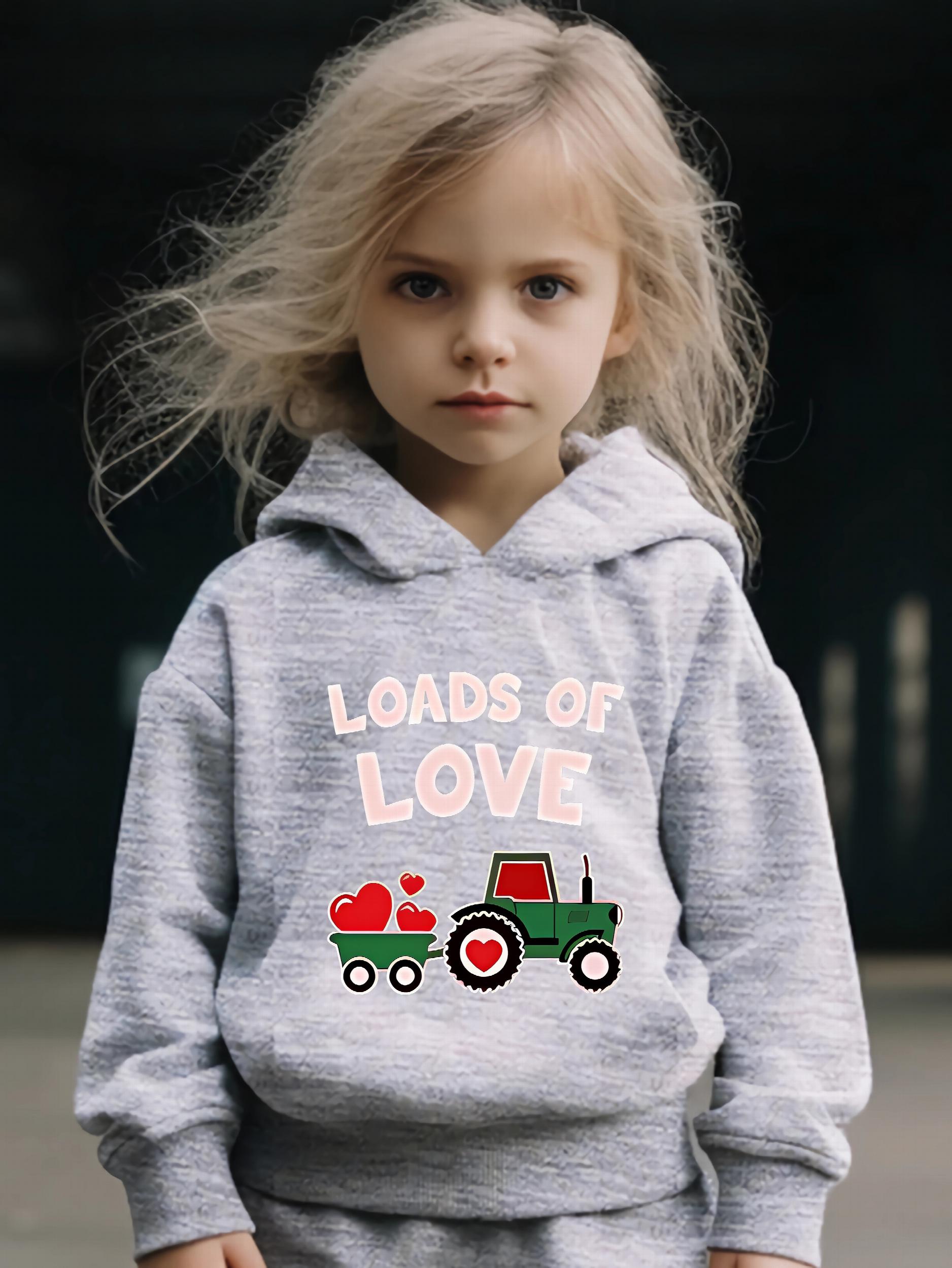 2pcs Heart Truck & LOADS OF LOVE Graphic Hoodies Pants Set
