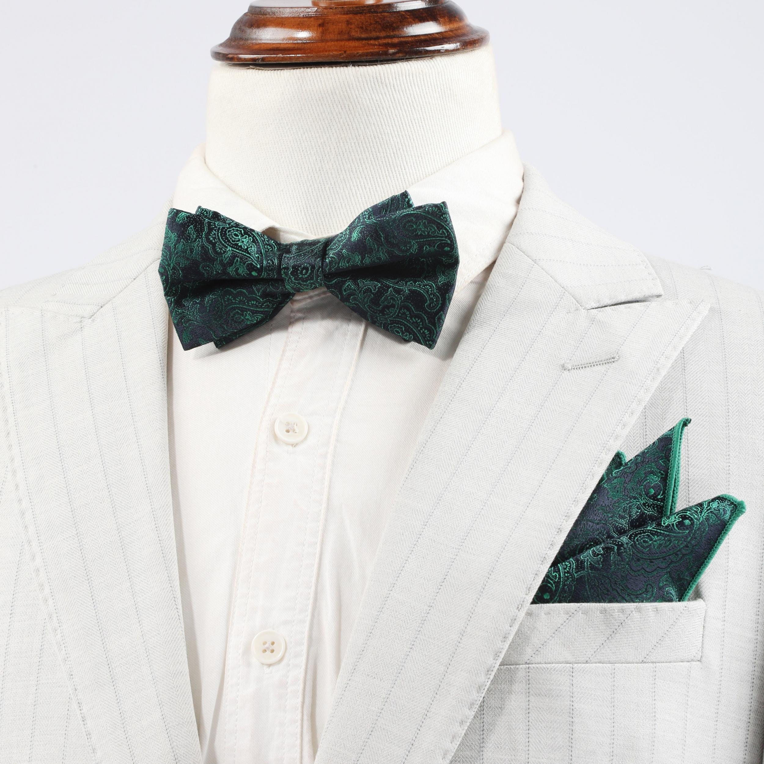 Cashew Pattern Bow Tie & Necktie Set for Men