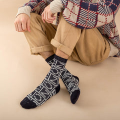 Men's Striped Pattern Crew Socks Breathable Casual Outdoor Unisex Socks