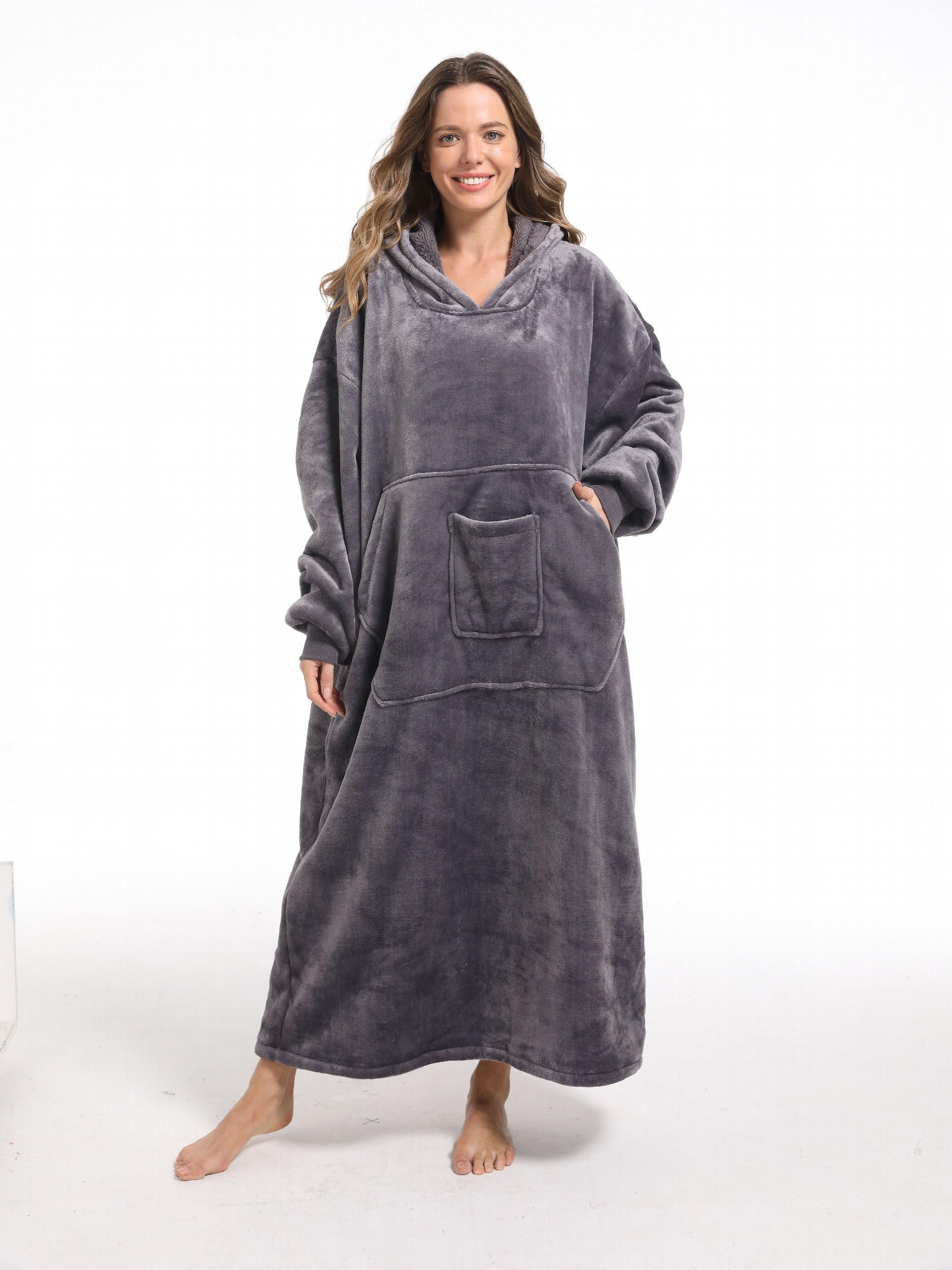 Flannel Wearable Blanket Hoodie for Women