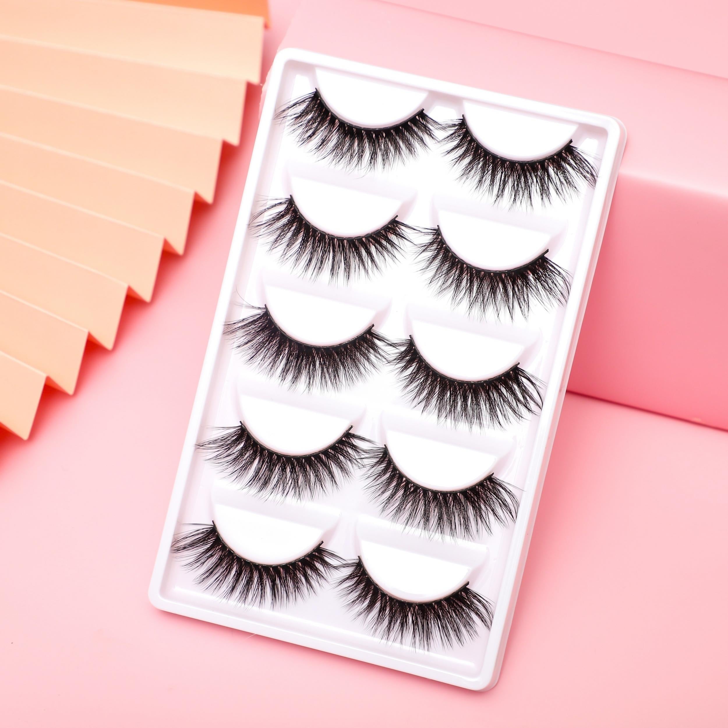 5 Pairs 3D Curling Realistic Slender Thick Enlarged False Eyelashes