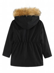 Toddler Girls Fleece Hooded Jacket Coat For Fall Winter