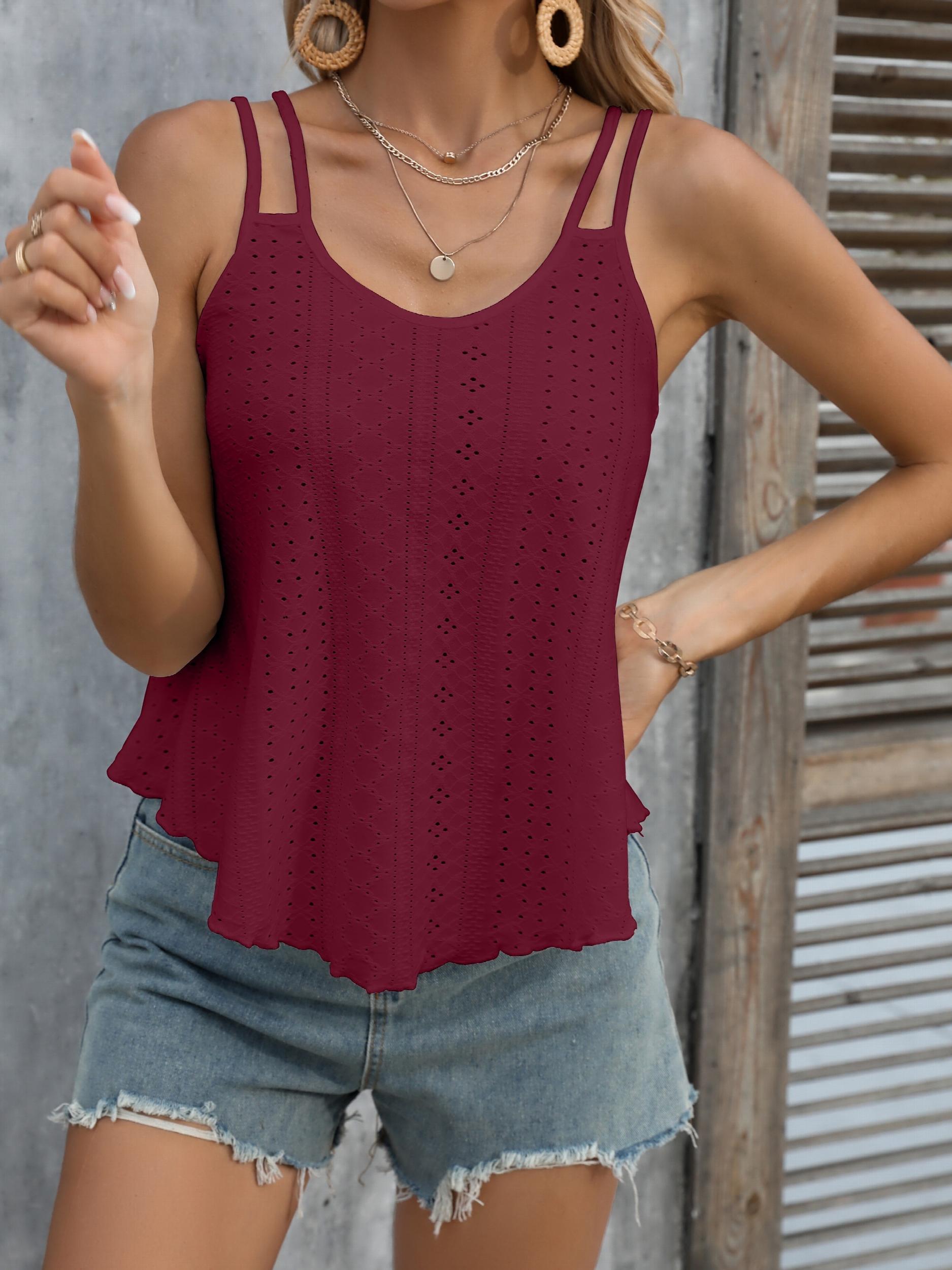 Eyelet Double Shoulder Strap Cami Top