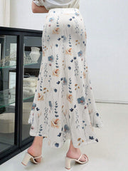 Floral Print High Rise Maxi Mermaid Skirt