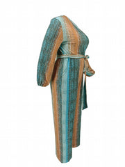 Tie Dye Lantern Sleeve Jumpsuit With Belt