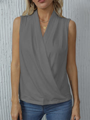 Ruched Surplice Neck Tank Top Sleeveless
