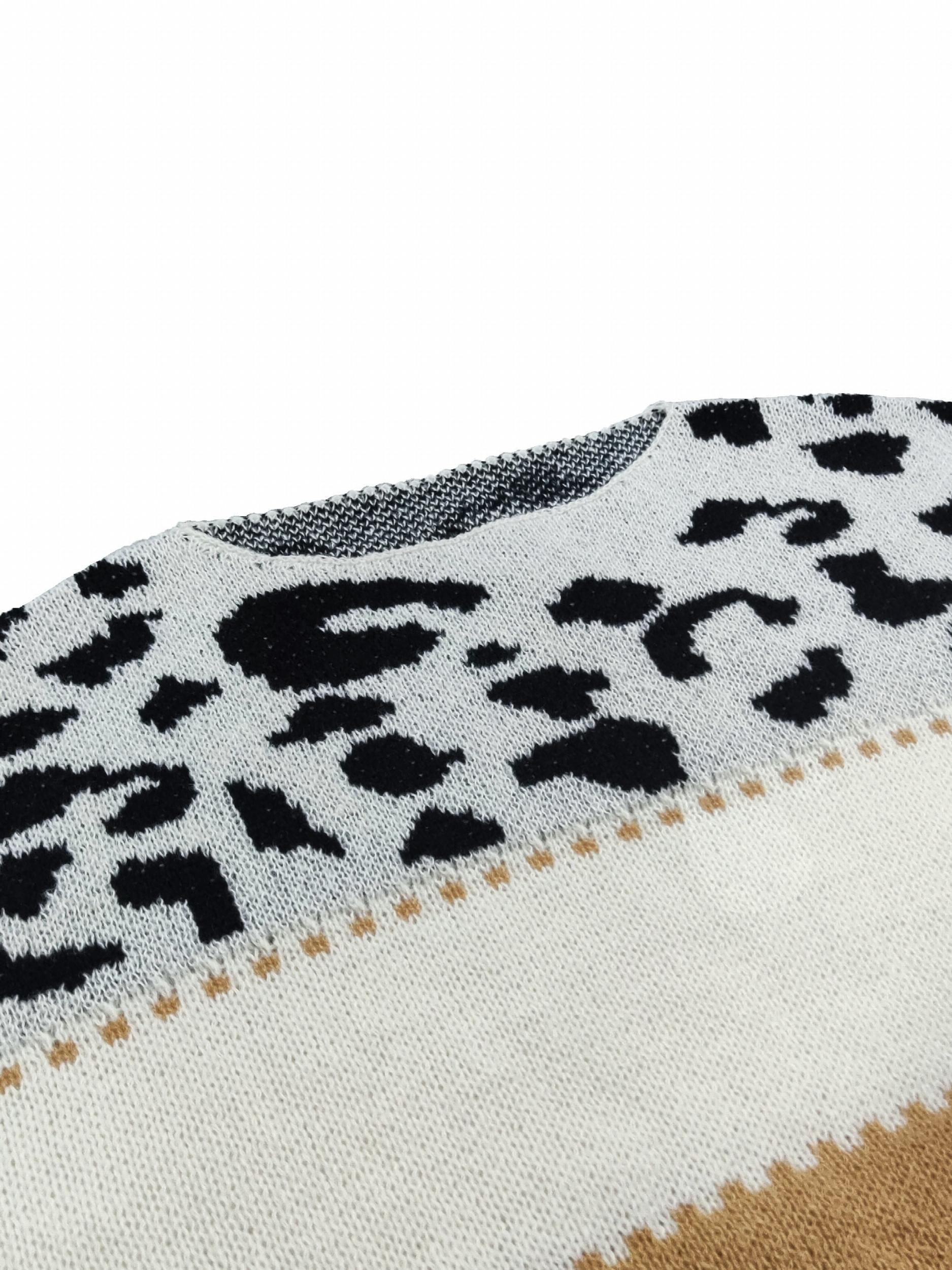 Colorblock Leopard Print Sweater