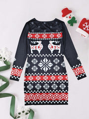 Christmas Print Lounge Dresses Crew Neck Long Sleeve Women's Loungewear