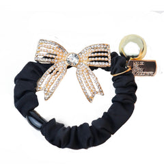 Golden Bead Rhinestone Bow Scrunchies Hair Ties Ponytail Holder