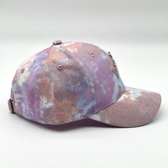 Pink Tie Dye Print Baseball Cap with Rhinestone Crown Decoration
