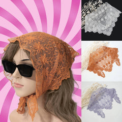 Lace Mantilla Head Covering Embroidered Shawl Veil Triangle Scarf
