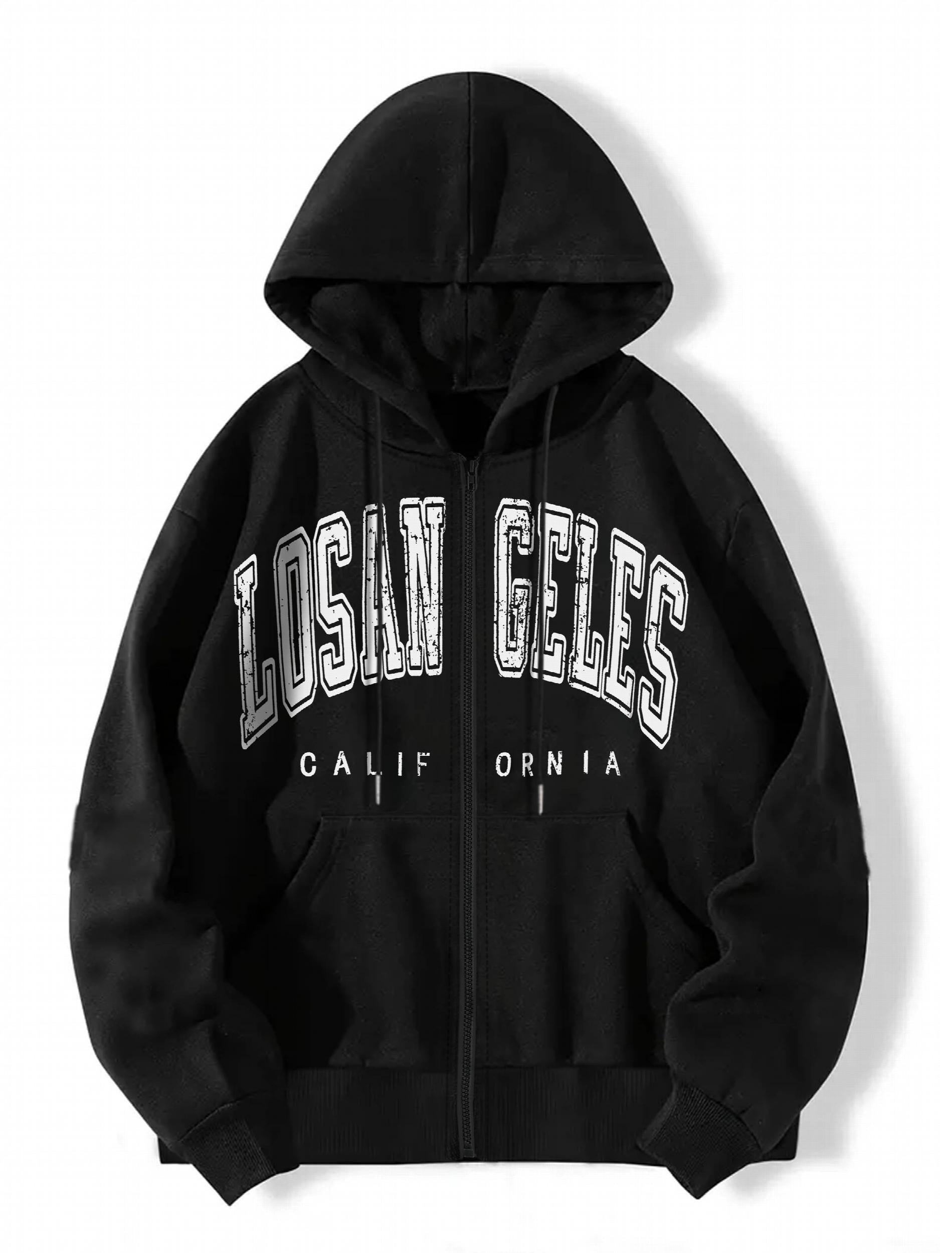 Graphic Casual Sports Hooded Sweatshirt Zipper Drawstring Hoodie