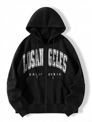 Graphic Casual Sports Hooded Sweatshirt Zipper Drawstring Hoodie
