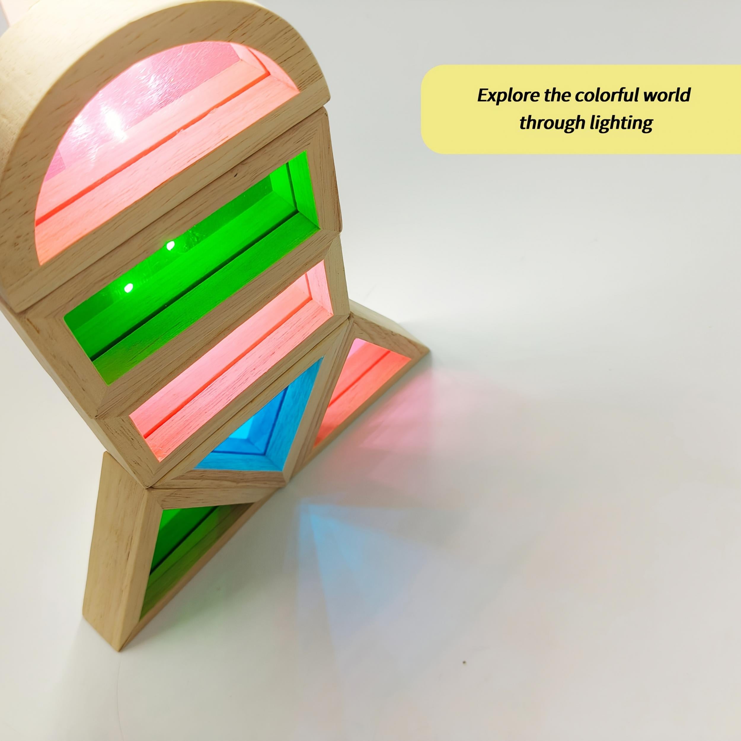 Colorful Wooden Rainbow Building Blocks Educational Puzzle Toy