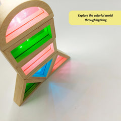 Colorful Wooden Rainbow Building Blocks Educational Puzzle Toy