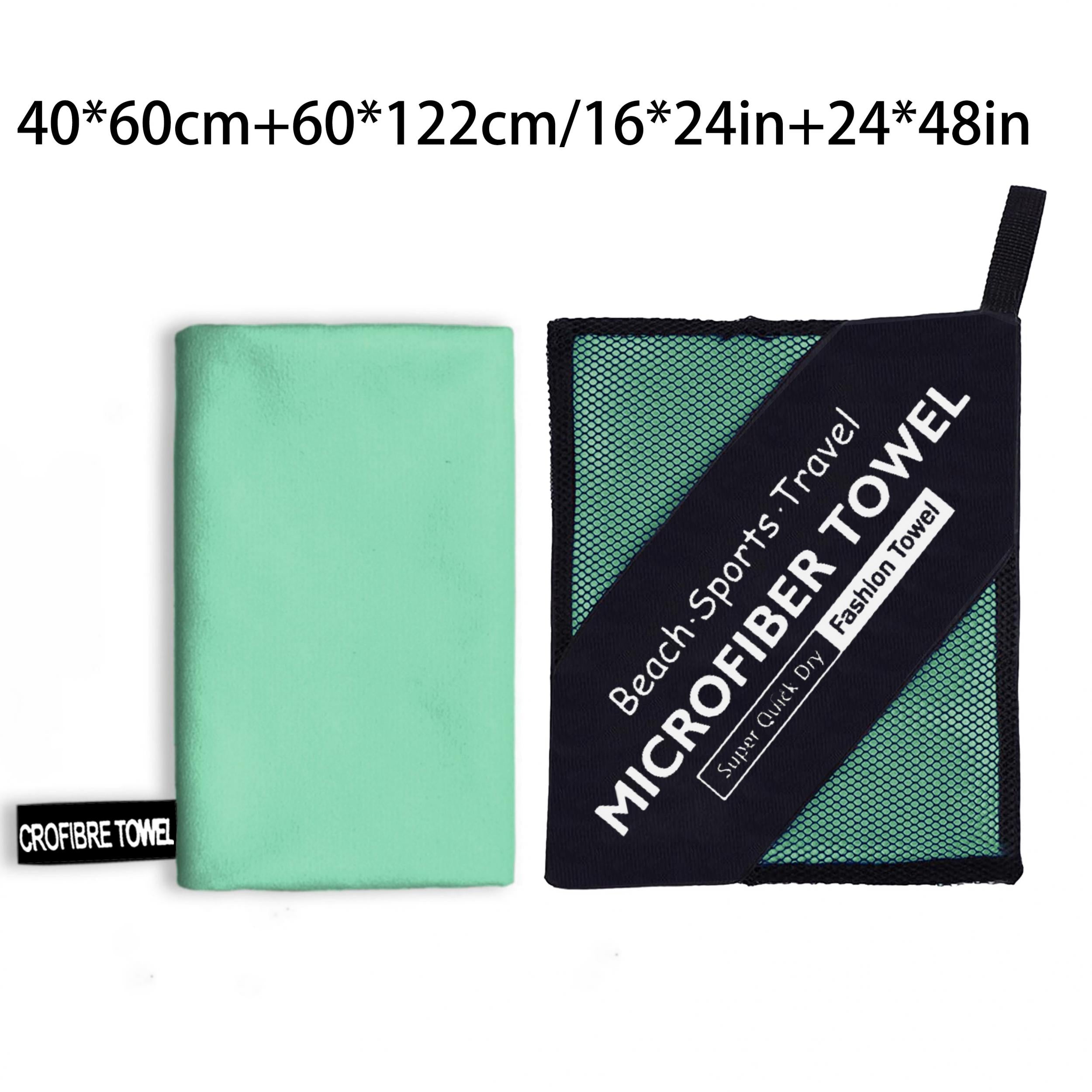 2pcs Zipper Bag Microfiber Travel Towel Soft Beach Fitness Towel
