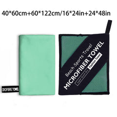 2pcs Zipper Bag Microfiber Travel Towel Soft Beach Fitness Towel