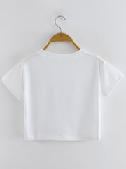 Rhinestone Decor Crop Tee Slim Fit Y2K