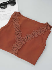 Sexy Lace Splicing V Neck Cami Top