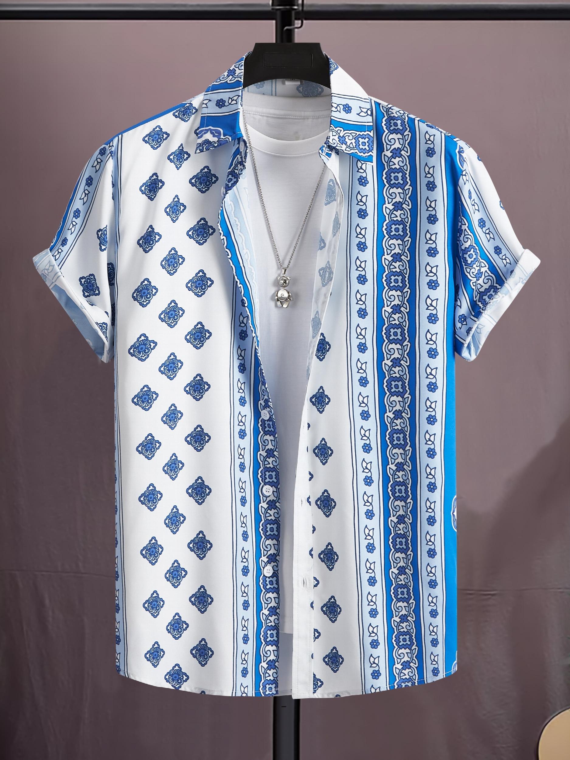 Boho Print Men's Shirt - Resort Fashion Top