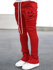 Men's Drawstring Flare Pants Slim Fit Stylish Comfortable Trousers
