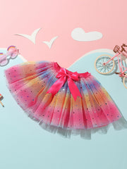 Sequin Stars Bow Front Mesh Tutu Skirt for Girls
