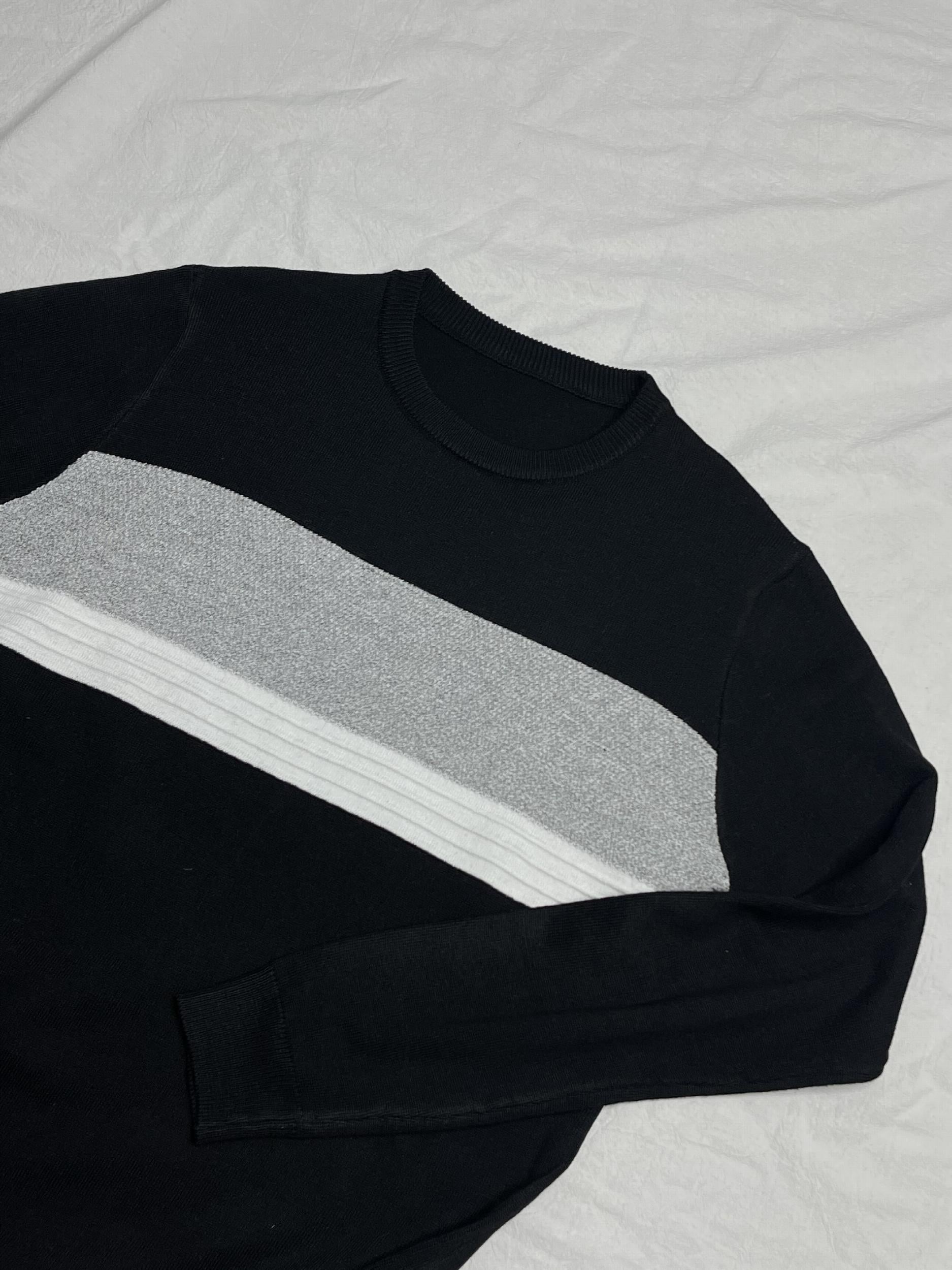 Knitted Block Crew Neck Sweater Men's Casual Warm Pullover