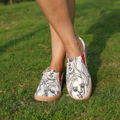 Women's Figure Printed Slip On Low Flat Canvas Shoes