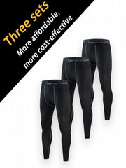 Men's Solid Pocket Leggings Active Compression Pants