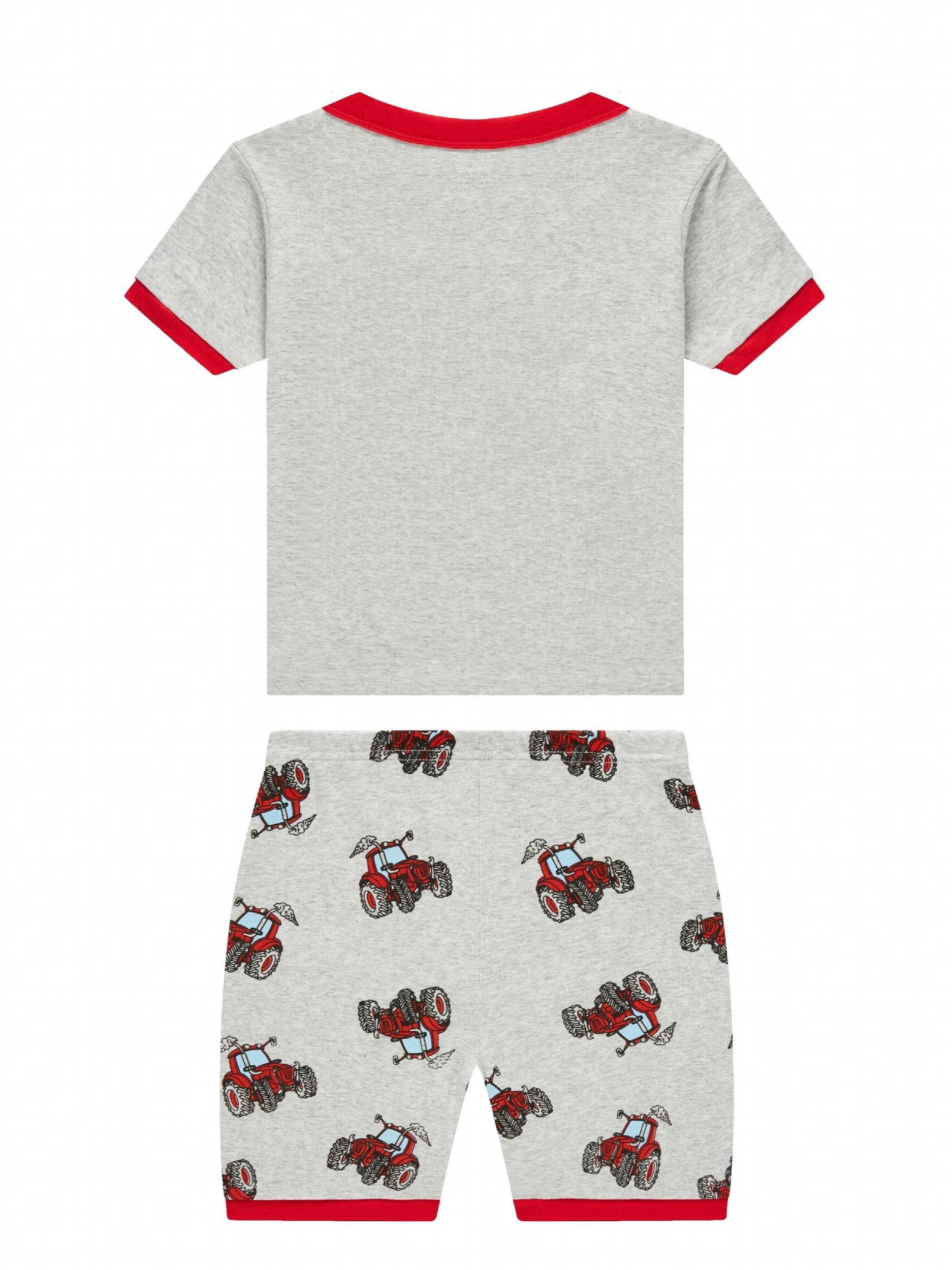 2pcs Boys Excavator Print Top & Shorts Sets Comfy Pajamas