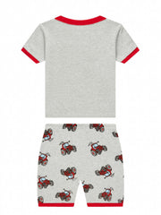 2pcs Boys Excavator Print Top & Shorts Sets Comfy Pajamas