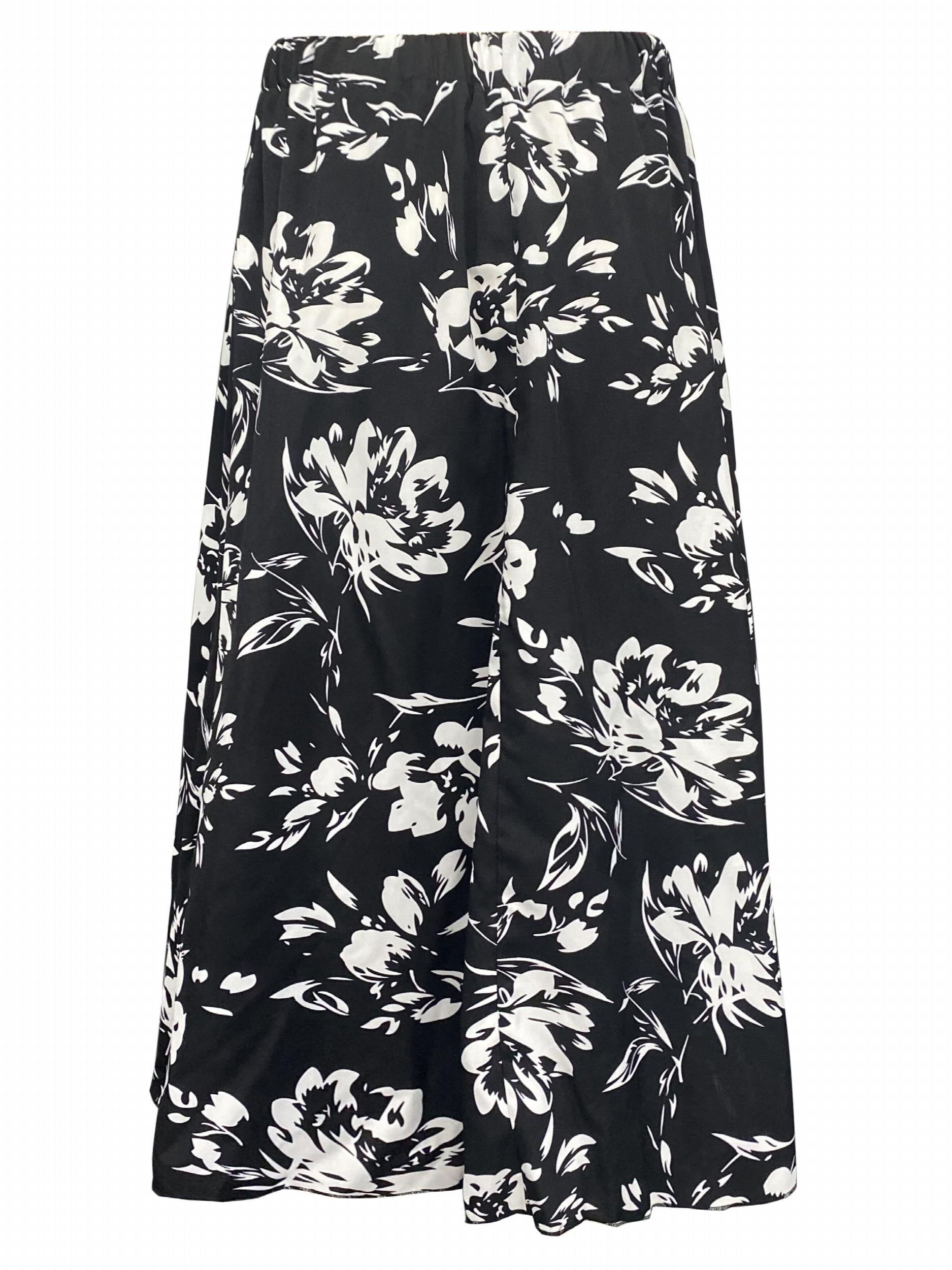 Floral Print Elastic Waist Skirt for Women