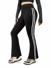 High Waist Side Striped Flare Yoga Pants Soft Stretch Tummy Control