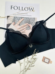 Lace Wireless Bra Breathable Scallop Trim Lingerie