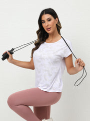 Camouflage Print Casual Sports Tee for Women