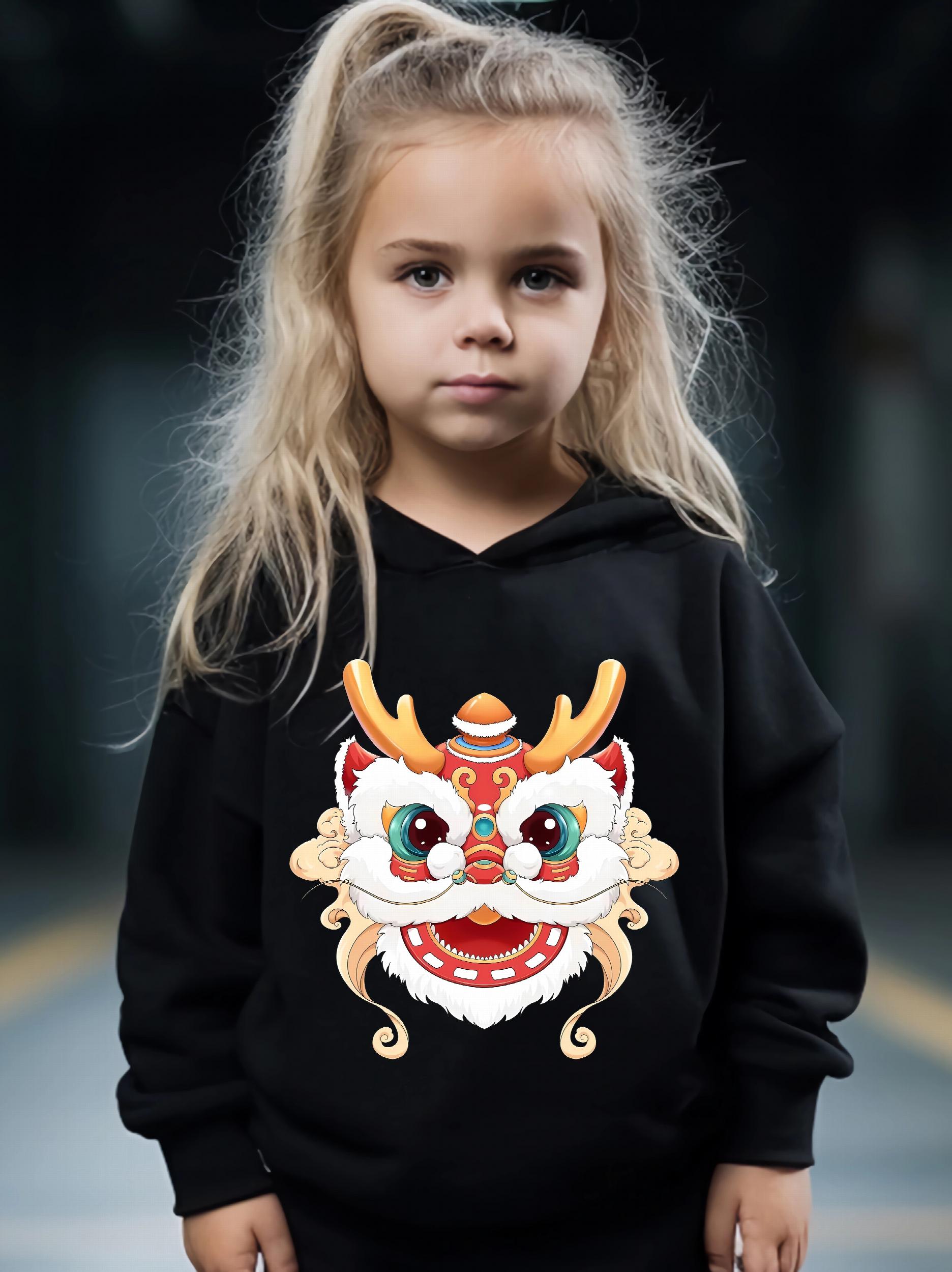 Chinese Lion Dance 2pc Set Girls Casual Comfy Activewear for Spring Fall