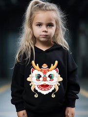 Chinese Lion Dance 2pc Set Girls Casual Comfy Activewear for Spring Fall