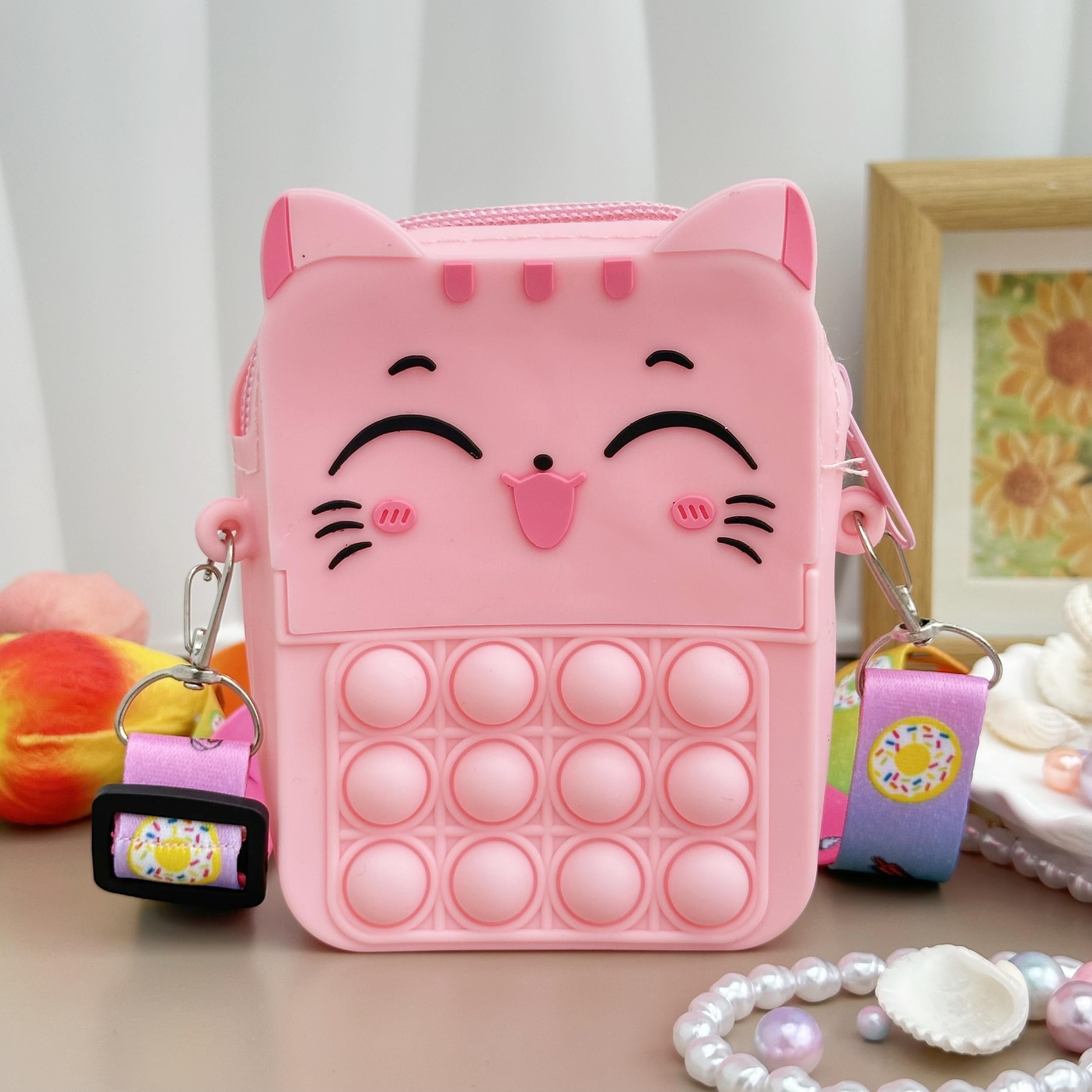 Girls Silicone Cat Messenger Bag Coin Purse Educational Toy Bag