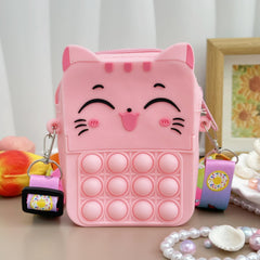 Girls Silicone Cat Messenger Bag Coin Purse Educational Toy Bag