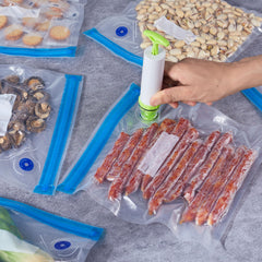 Vacuum Sealer Bag with Hand Pump, Clips - Food Storage Bag