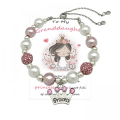 Princess Crown Charm Beaded Bracelet Gift Girls