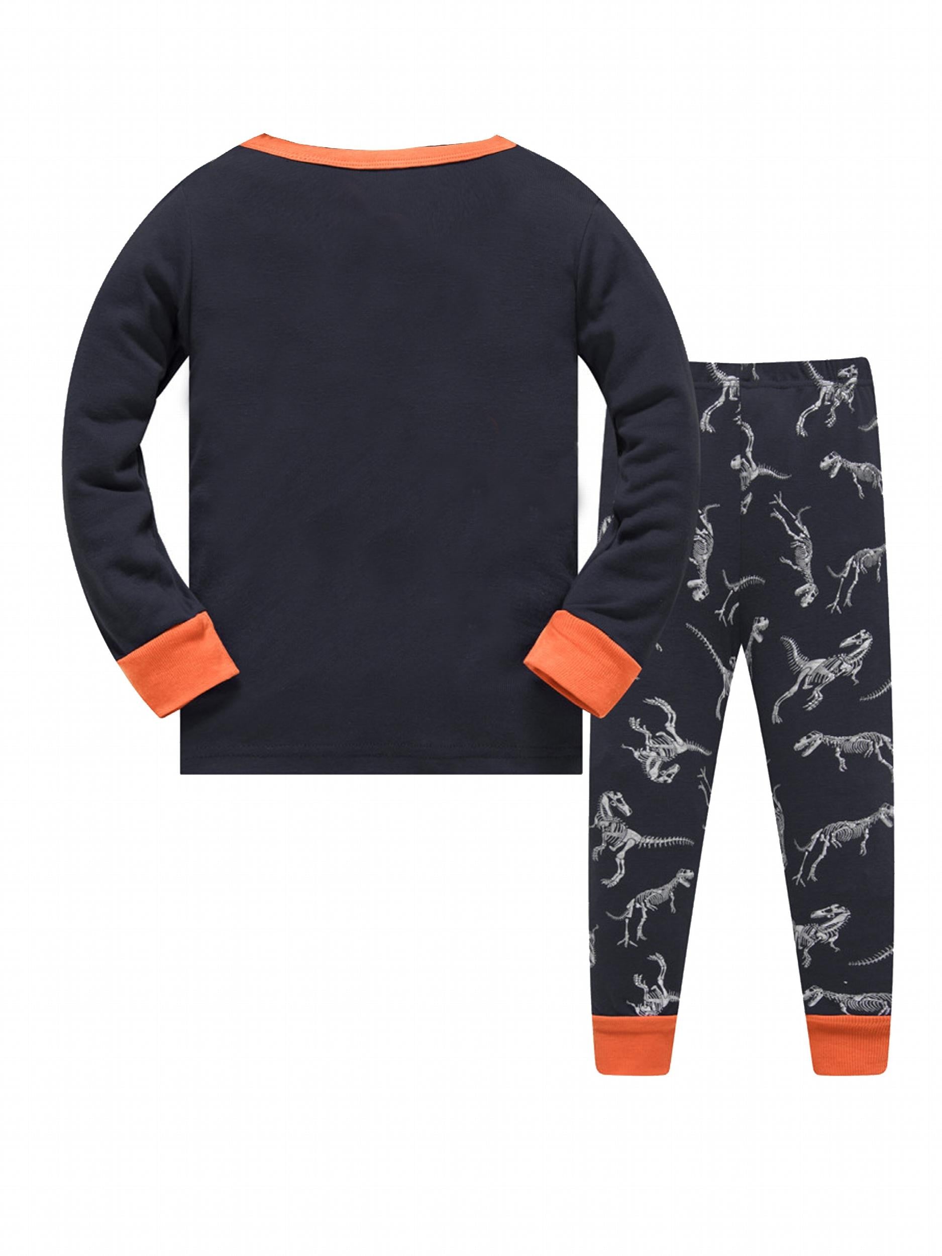 Boys Dinosaur Print Pajamas Set Cozy Long Sleeve Homewear