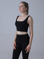 Solid Square Neck Sports Bra High Stretch Yoga Tank Top
