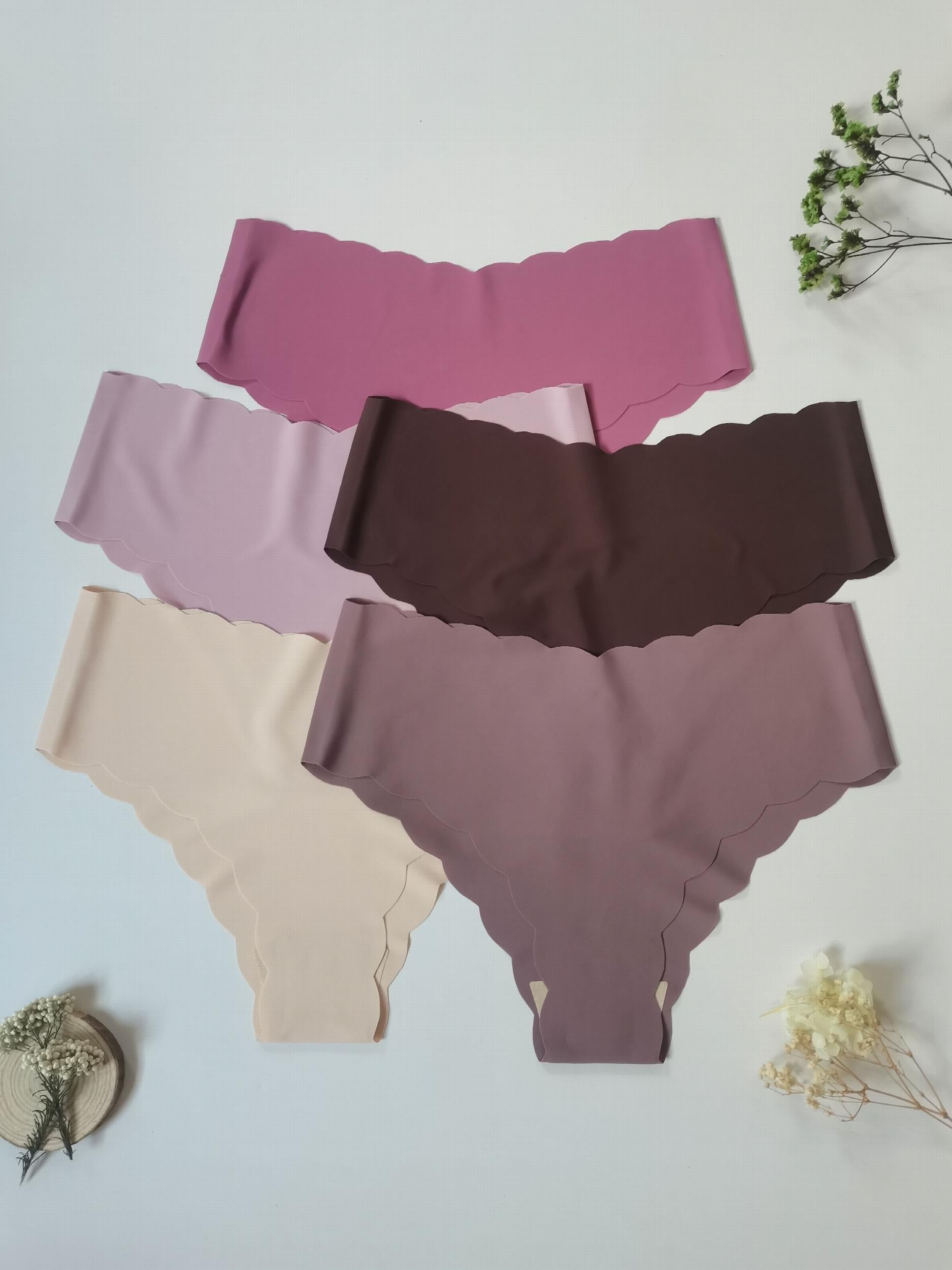 5pcs Scalloped Trim Briefs Stretchy Intimates Panties