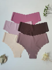 5pcs Scalloped Trim Briefs Stretchy Intimates Panties