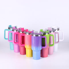 40oz Stainless Steel Tumbler with Handle and Straw
