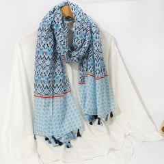 Wavy Stripe Print Long Scarf Tassel Shawl Head Wrap
