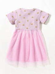 Toddler Girls Rainbow Graphic Mesh Princess Dress For Party