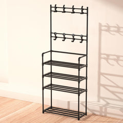2-in-1 Multifunctional Shoes Organizer Shelf with Coat Rack