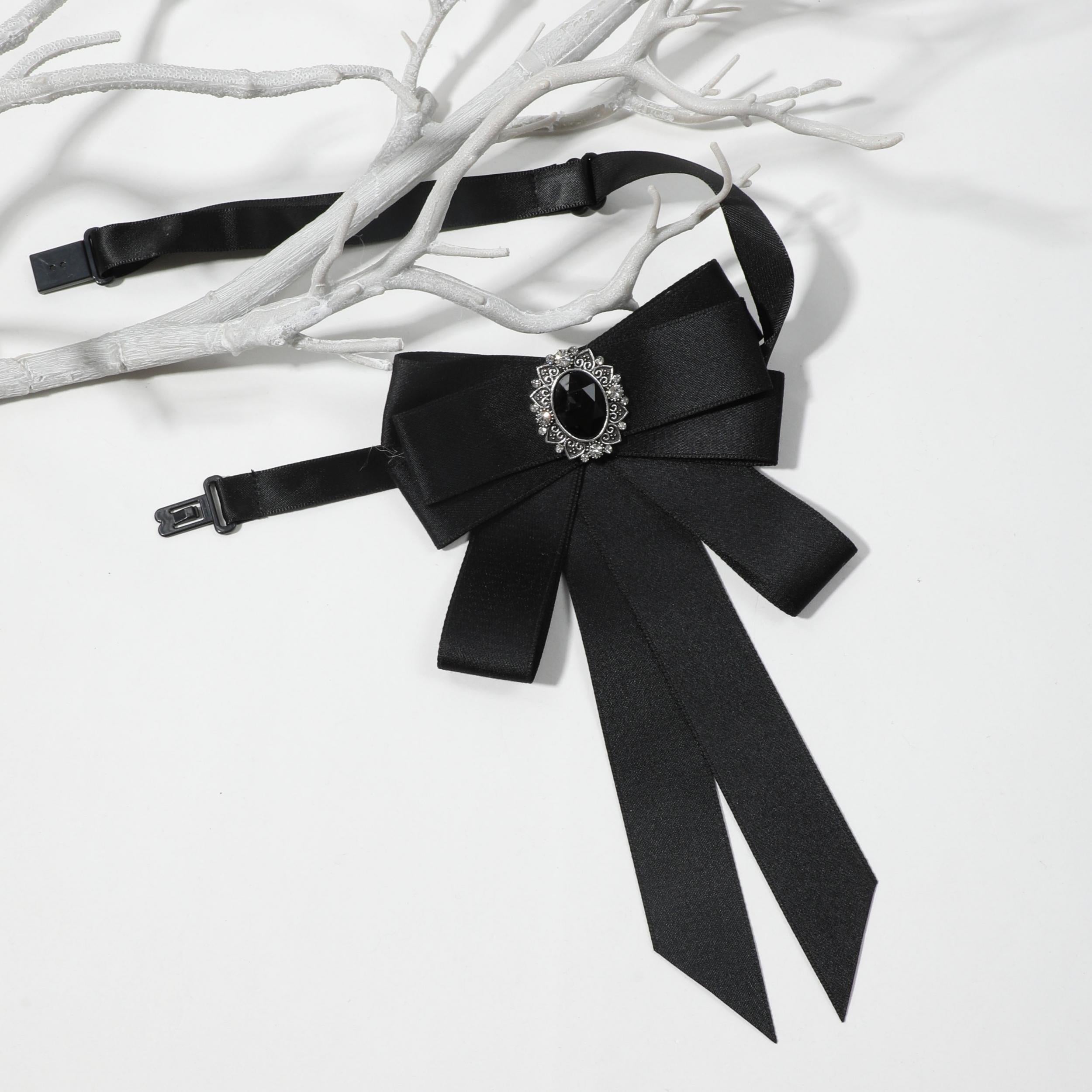 Vintage Crystal Bow Tie Women Dress Shirt Accessory for Party Prom